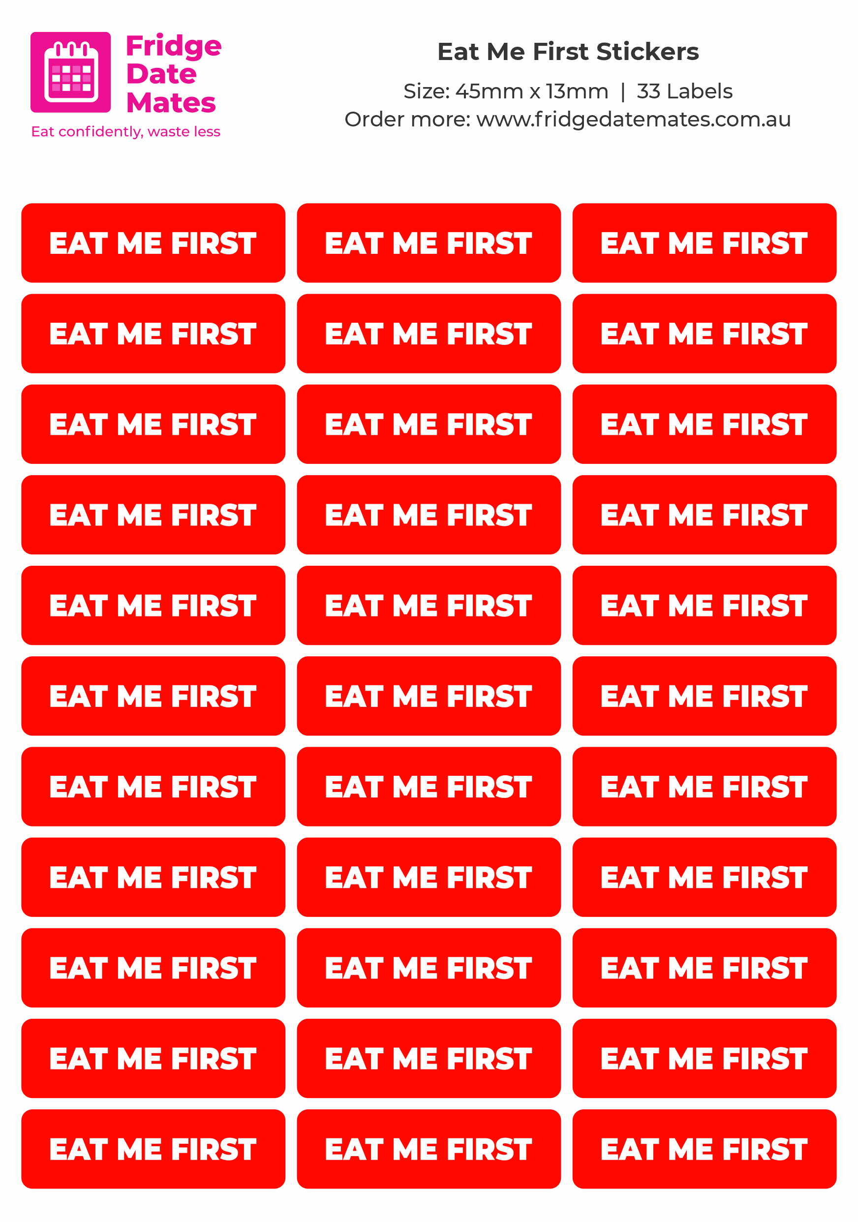 EAT ME FIRST Fridge Labels Value Packs