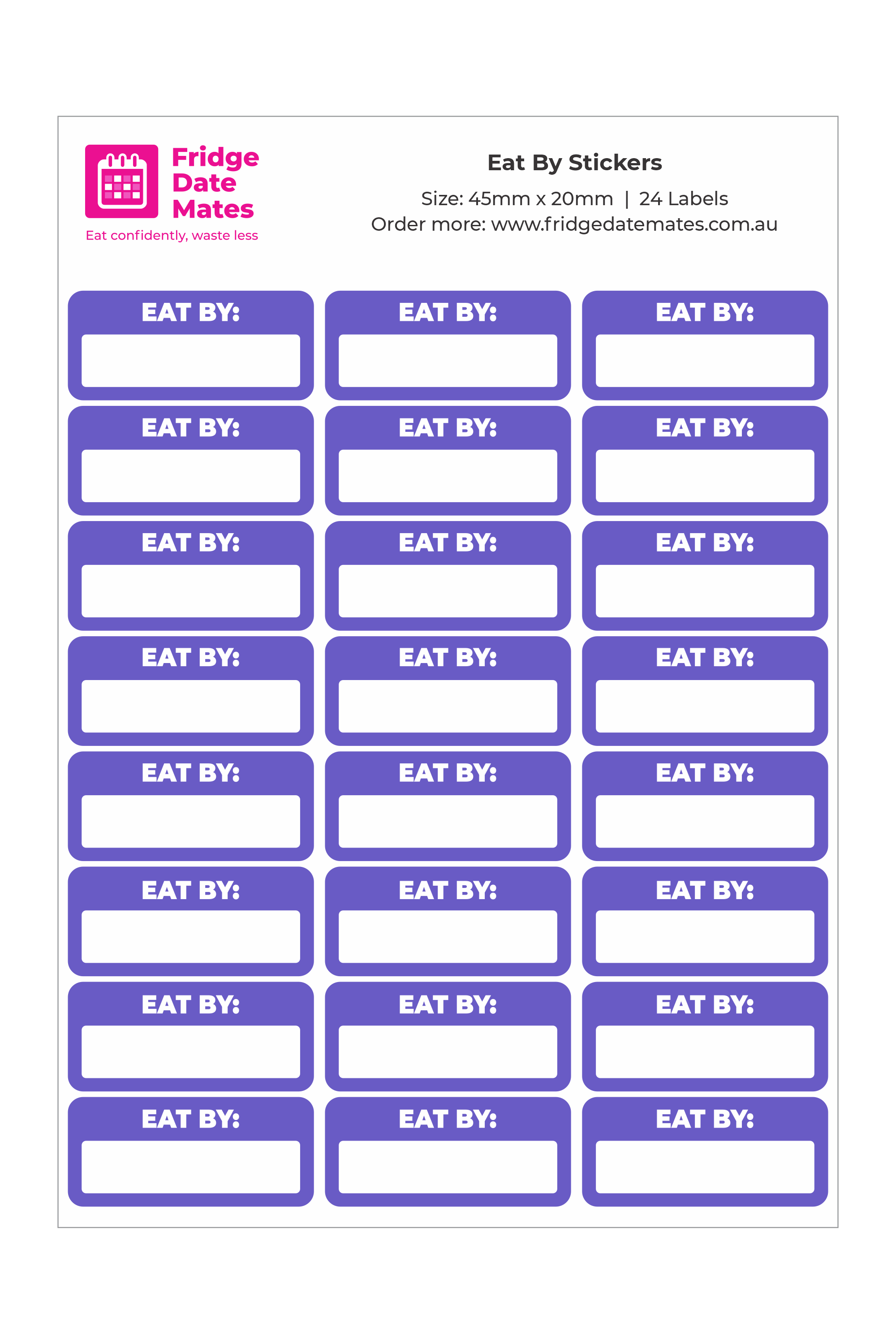 Eat By Fridge Stickers