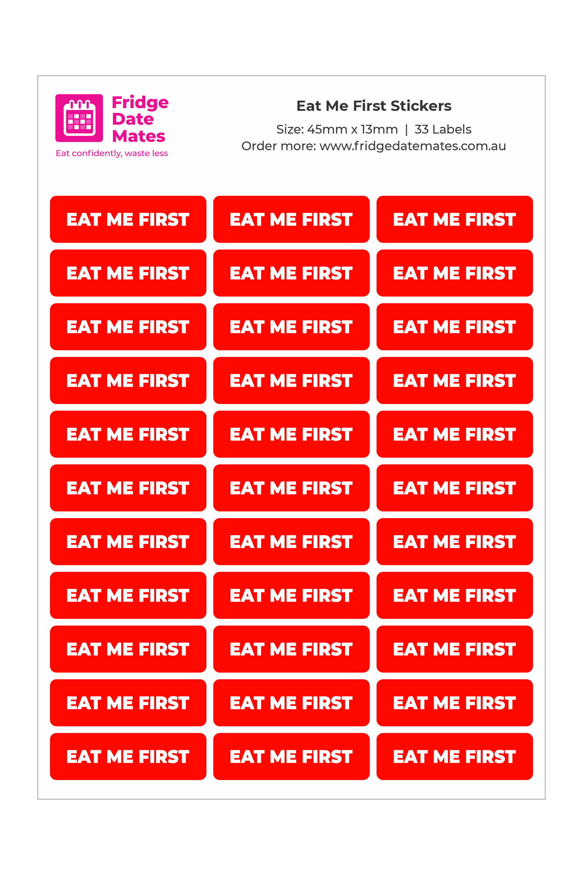 EAT ME FIRST Fridge Stickers