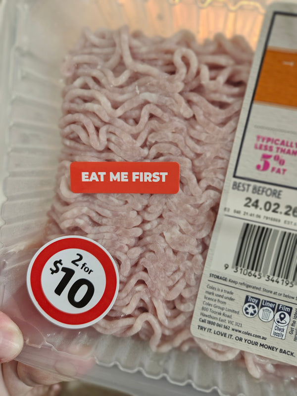 Eat me first label on food packaging