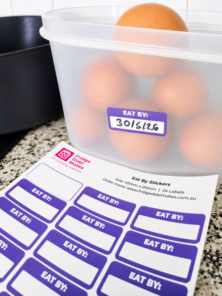 Eat By label used on a food container